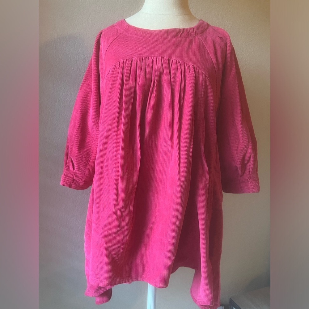 Free People Women's XS Pink Corduroy Puff Sleeve Tunic Top - Picture 7 of 16